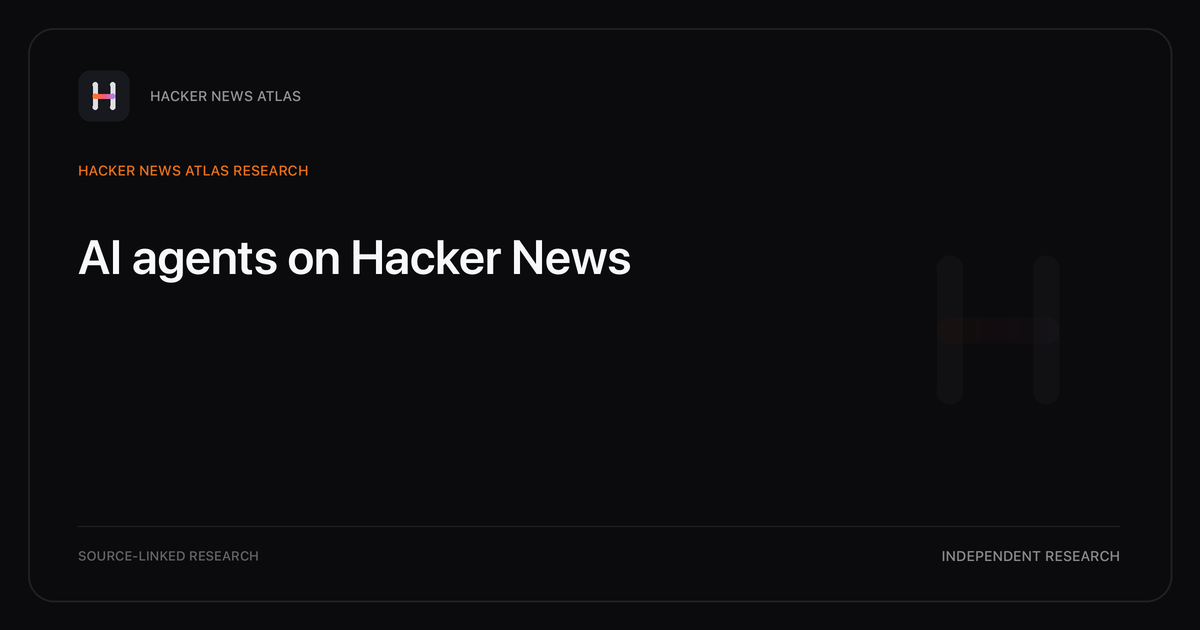 Visual guide to AI agents on Hacker News: How AI agents changed in Hacker News story titles from 2007 through 2026, with annual title share, peak year, sources, and coverage limits.