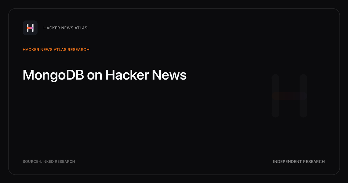 Visual guide to MongoDB on Hacker News: How MongoDB changed in Hacker News story titles from 2007 through 2026, with annual title share, peak year, sources, and coverage limits.