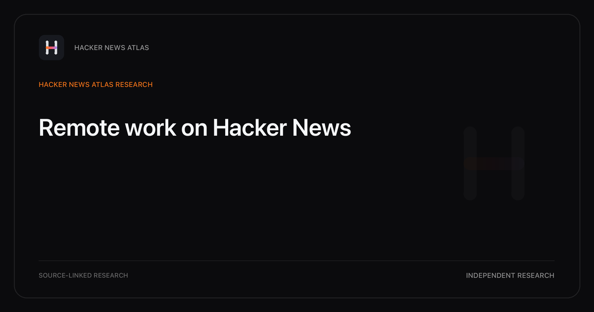 Visual guide to Remote work on Hacker News: How Remote work changed in Hacker News story titles from 2007 through 2026, with annual title share, peak year, sources, and coverage limits.
