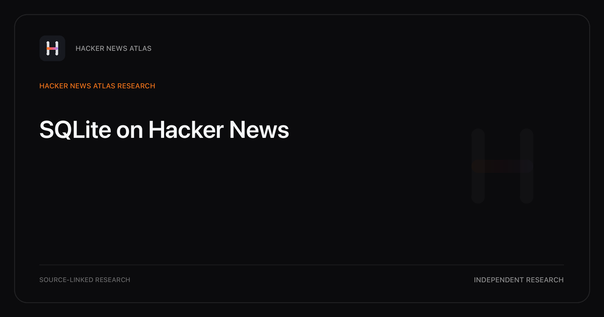 Visual guide to SQLite on Hacker News: How SQLite changed in Hacker News story titles from 2007 through 2026, with annual title share, peak year, sources, and coverage limits.
