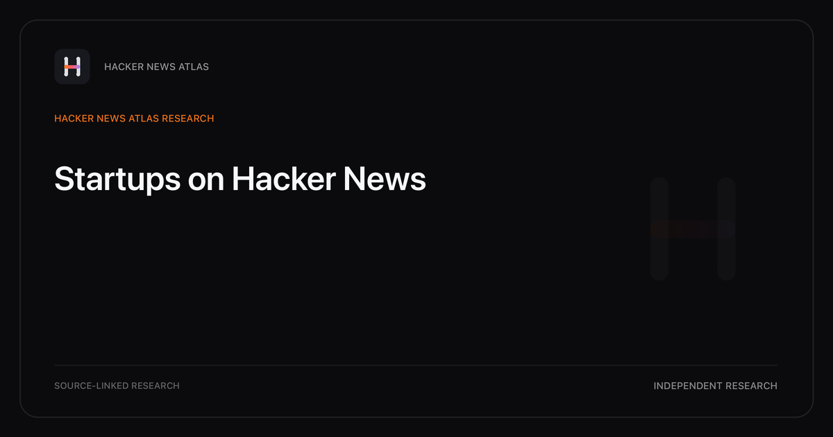 Visual guide to Startups on Hacker News: How Startups changed in Hacker News story titles from 2007 through 2026, with annual title share, peak year, sources, and coverage limits.