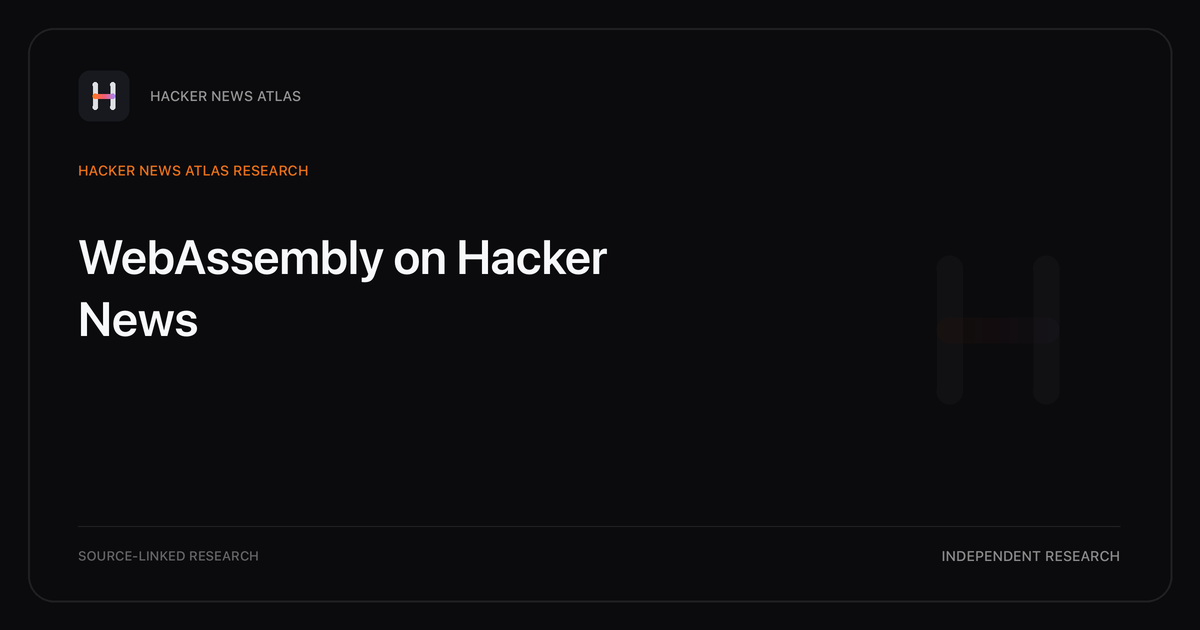 Visual guide to WebAssembly on Hacker News: How WebAssembly changed in Hacker News story titles from 2007 through 2026, with annual title share, peak year, sources, and coverage limits.