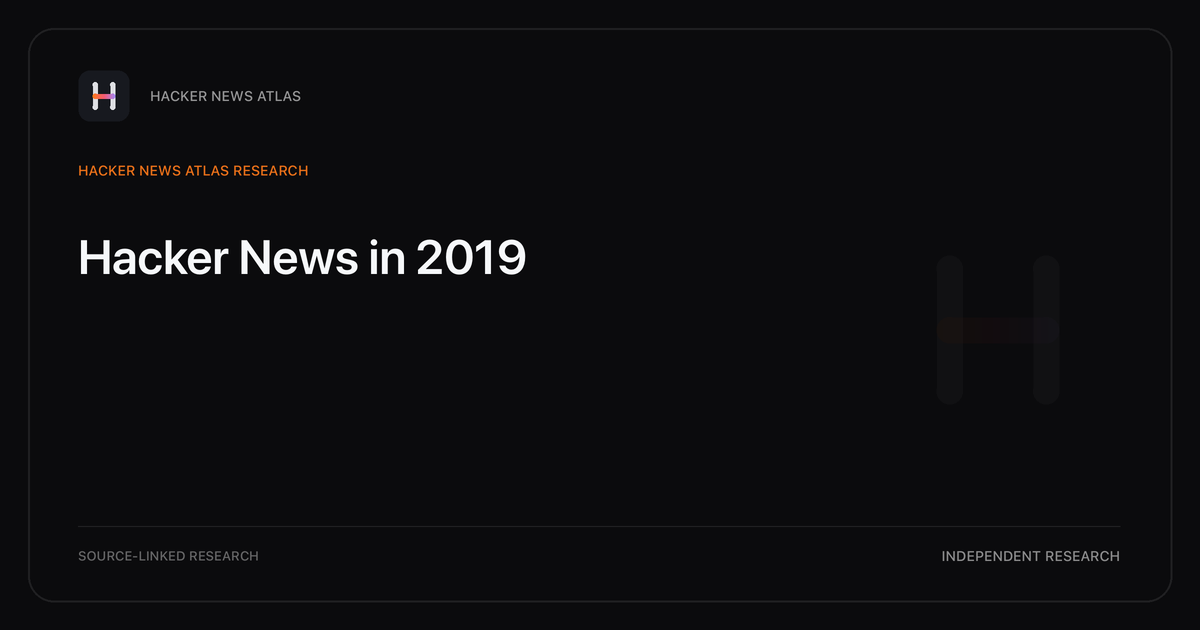 Visual guide to Hacker News in 2019: The strongest tracked Hacker News title themes in 2019, with annual shares and historical context.